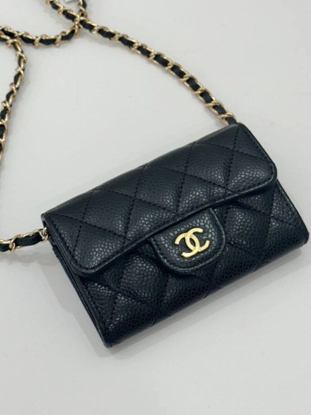 Chanel. Classic Logo Lambskin Chain Crossbody Bag